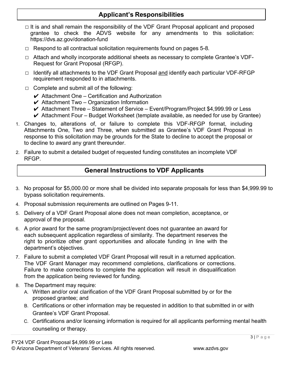 Veterans Donations Fund Proposal for Vdf Grant - $4,999.99 or Less - Arizona, Page 3