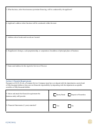 Premium Service Company Initial Application Additional Questionnaire Form - South Carolina, Page 2