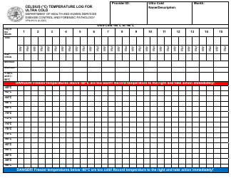 Document preview: Form SFN61912 Celsius (C) Temperature Log for Ultra Cold - North Dakota