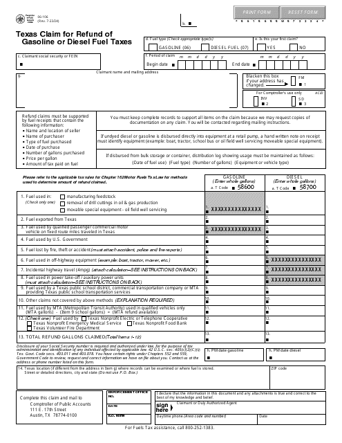 Form 06-106  Printable Pdf