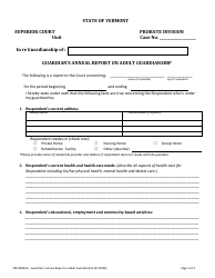 Document preview: Form 700-00093A Guardian's Annual Report on Adult Guardianship - Vermont