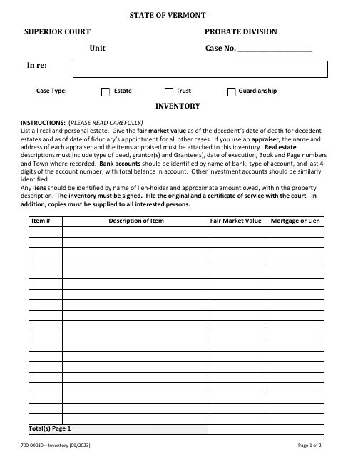 Form 700-00030  Printable Pdf