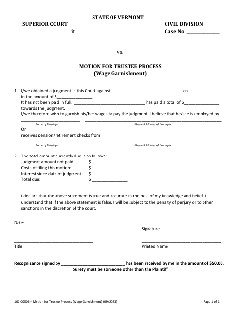 Form 100-00506  Printable Pdf