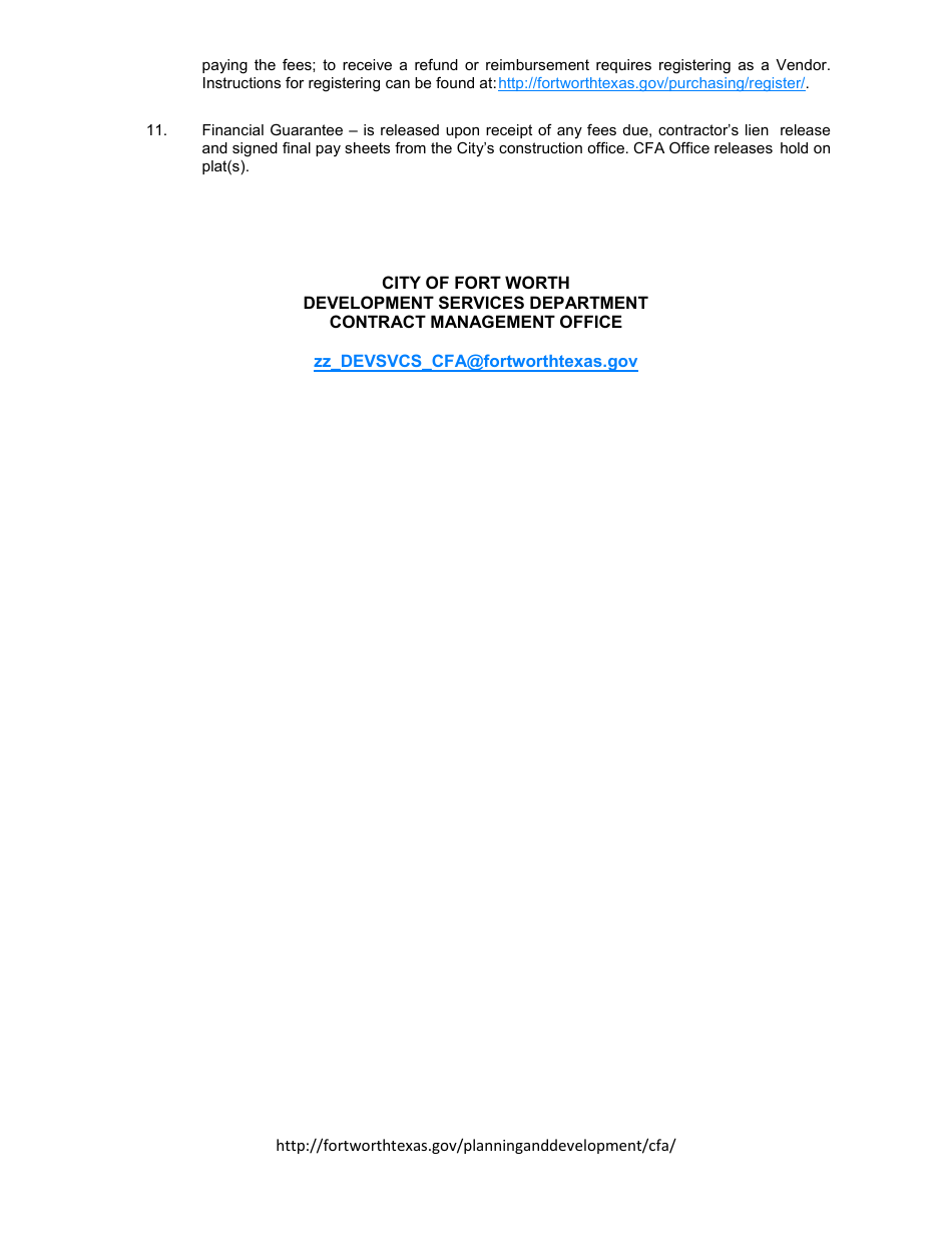 Community Facilities Agreement Application - City of Fort Worth, Texas, Page 8