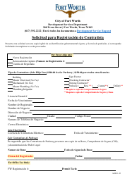 Document preview: Solicitud Para Registracion De Contratista - City of Fort Worth, Texas (Spanish)