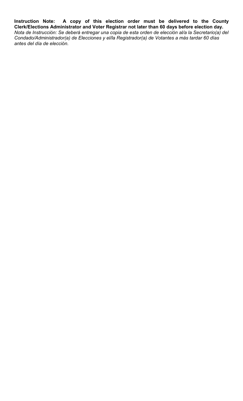 Form 1-2 Order of General Election for Municipalities - Texas (English / Spanish), Page 3