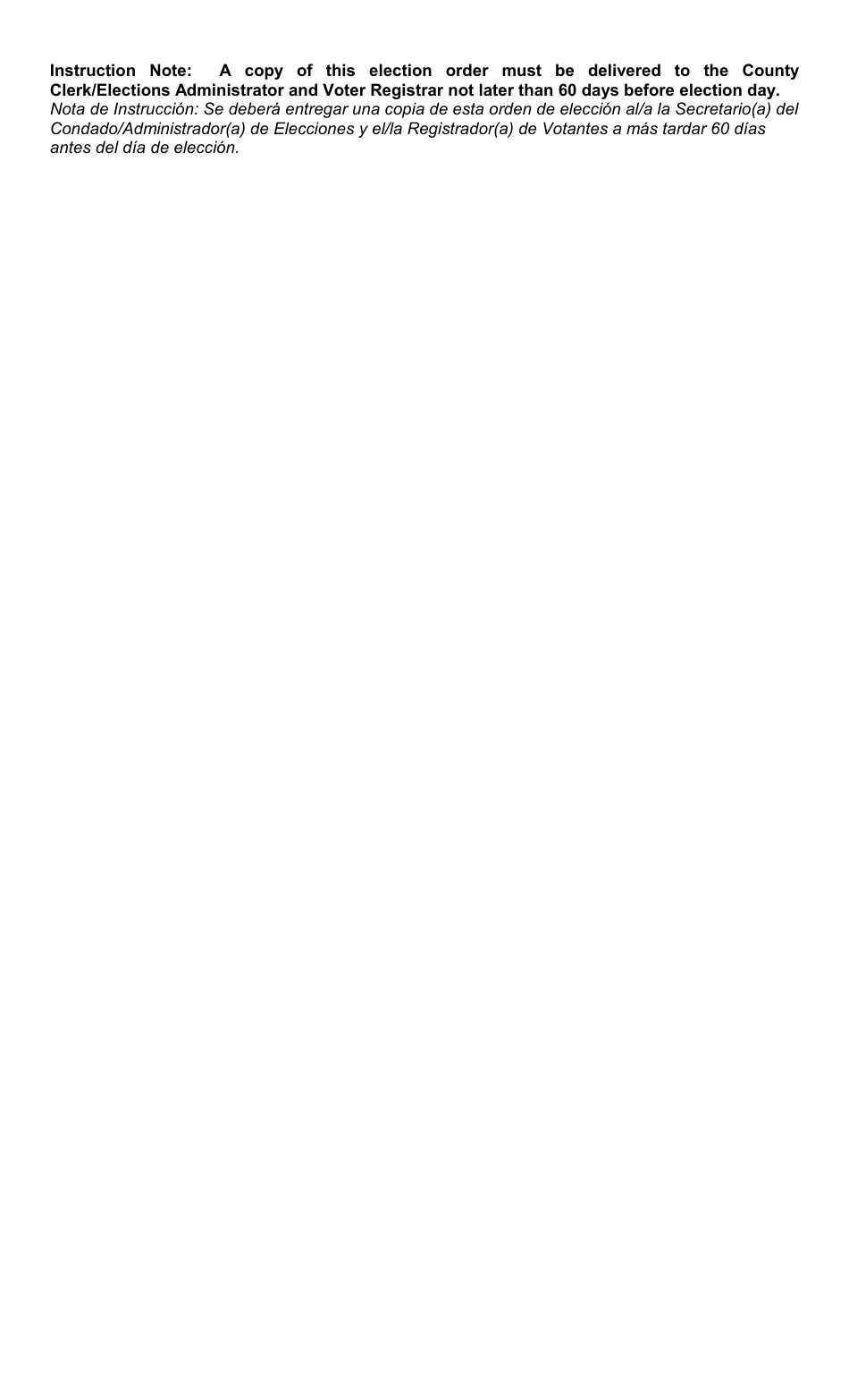 Form 1-8 Order of Special Election for Municipalities - Texas (English / Spanish), Page 3