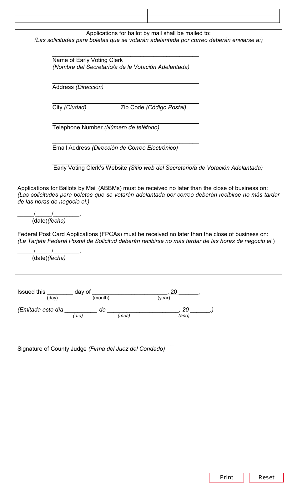 Form 1-12 Notice of General Election - Texas (English / Spanish), Page 2