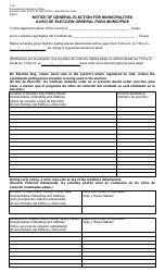 Document preview: Form 1-14 Notice of General Election for Municipalities - Texas (English/Spanish)
