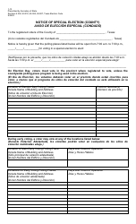 Document preview: Form 1-13 Notice of Special Election (County Election) - Texas (English/Spanish)