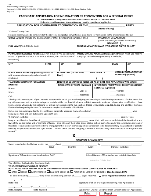 Form 2-14  Printable Pdf