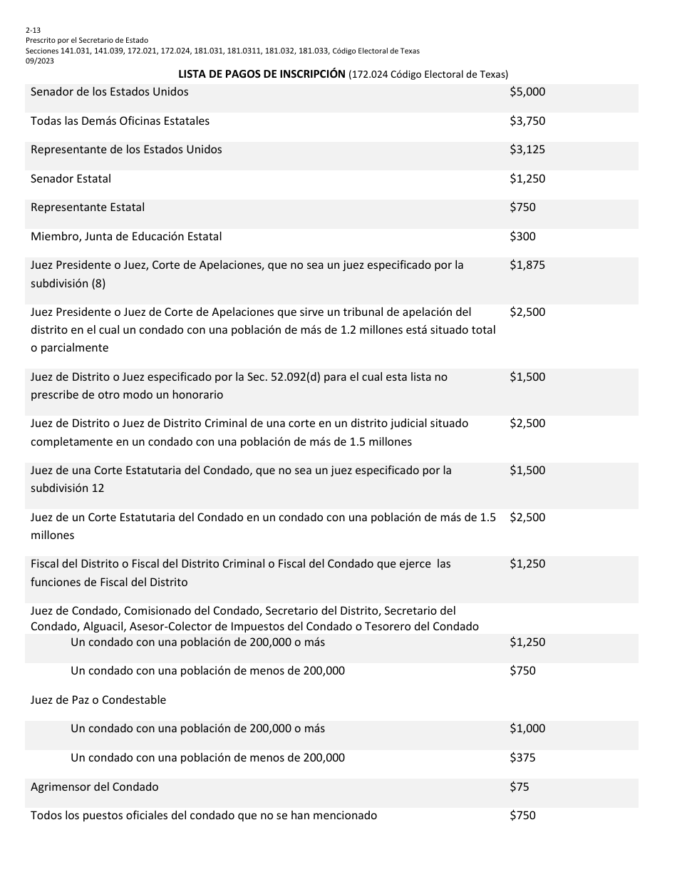 Form 2-13 Application for Nomination by Convention - Texas (English / Spanish), Page 6