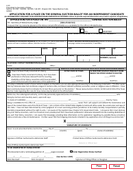 Form 2-33 Independent Candidate&#039;s Application for Place on General Election Ballot - Texas
