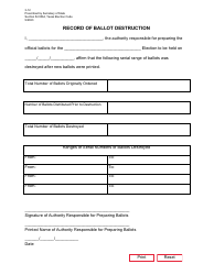 Document preview: Form 3-12 Record of Ballot Destruction - Texas