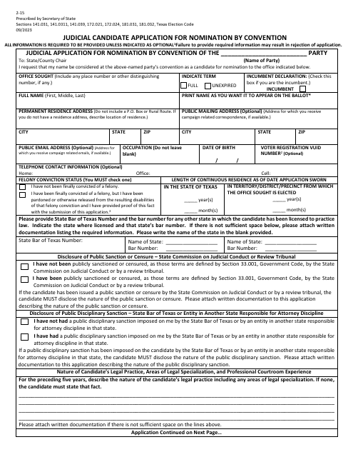 Form 2-15  Printable Pdf