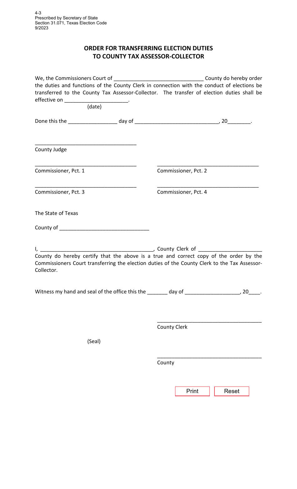 Form 43 Fill Out, Sign Online and Download Fillable PDF, Texas