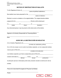 Document preview: Form 3-11 Notice of Destruction of Ballots - Texas (English/Spanish)
