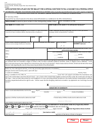 Document preview: Form 2-44 Application for a Place on the Ballot for a Special Election to Fill a Vacancy in a Federal Office - Texas (English/Spanish)