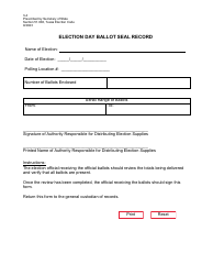 Document preview: Form 3-4 Election Day Ballot Seal Record - Texas