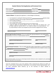 Document preview: Form 4-21 Student Election Clerk Application and Permission Form - Texas