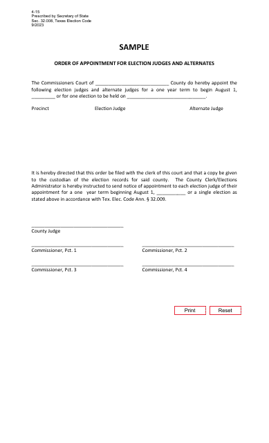 Form 4-15  Printable Pdf