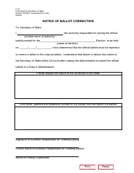 Document preview: Form 3-10 Notice of Ballot Correction - Texas