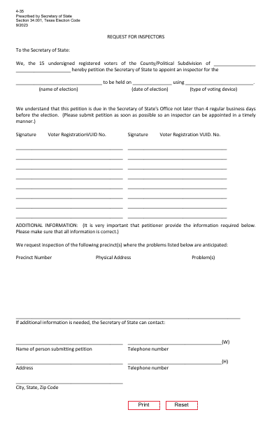 Form 4-35  Printable Pdf