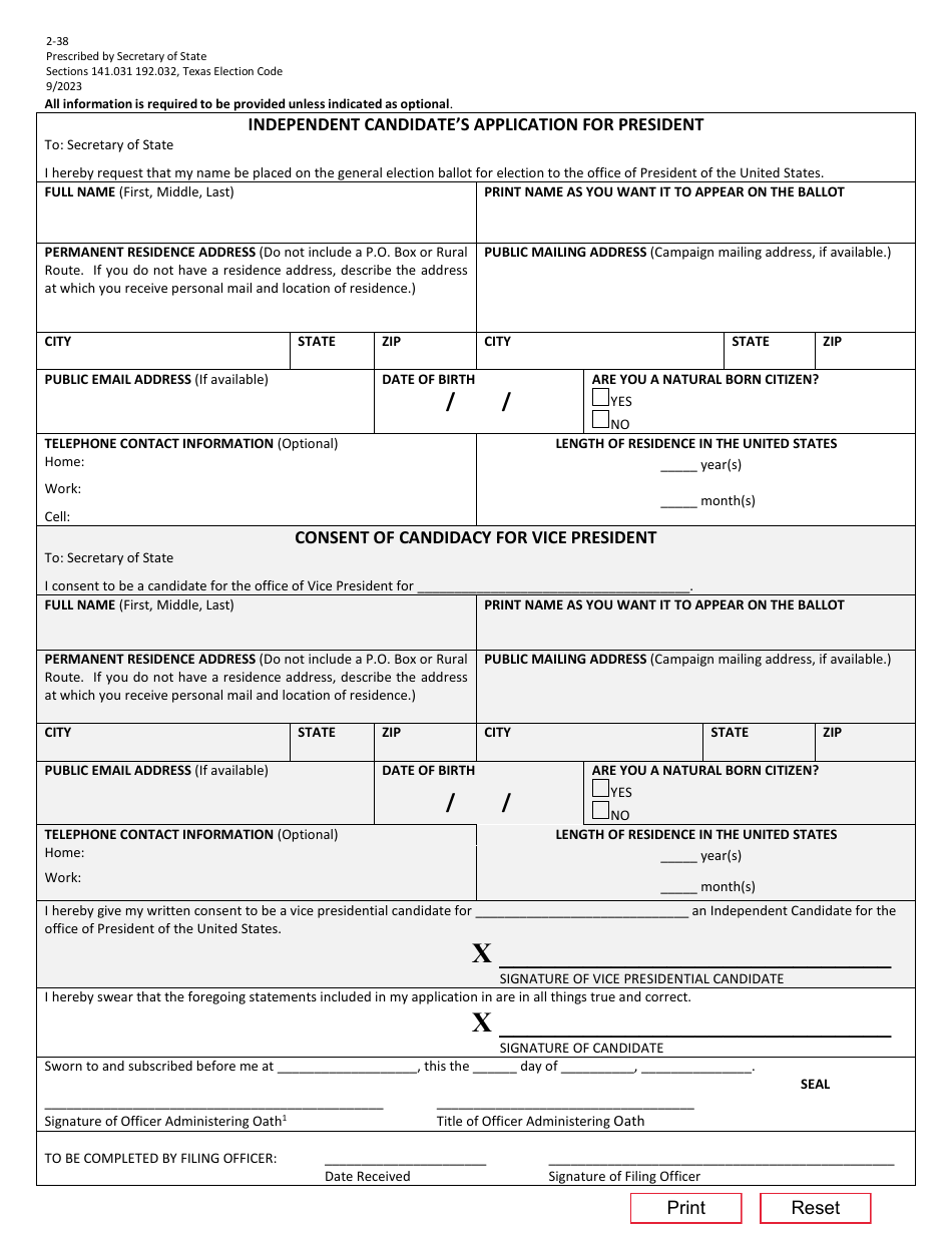 Form 2-38 - Fill Out, Sign Online And Download Fillable PDF, Texas ...