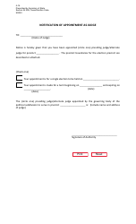Document preview: Form 4-16 Notification of Appointment as Judge - Texas