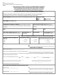 Document preview: Form 2-32 Declaration of Intent to Run as an Independent Candidate for the General Election for State and County Officers - Texas