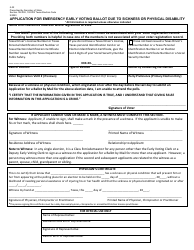Document preview: Form 5-32 Application for Emergency Early Voting Ballot Due to Sickness or Physical Disability - Texas