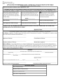 Document preview: Form 5-28 Application for Emergency Early Voting Ballot Due to Death in the Family - Texas