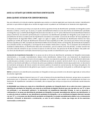 Formulario 6-28 Viso Al Votante Que Debera Mostrar Identificacion (Para Quienes Votaran Por Correspondencia) - Texas (Spanish)