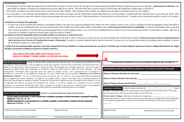 Form 6-25 Carrier Envelope for Early Voting Ballot - Texas (English/Spanish), Page 2