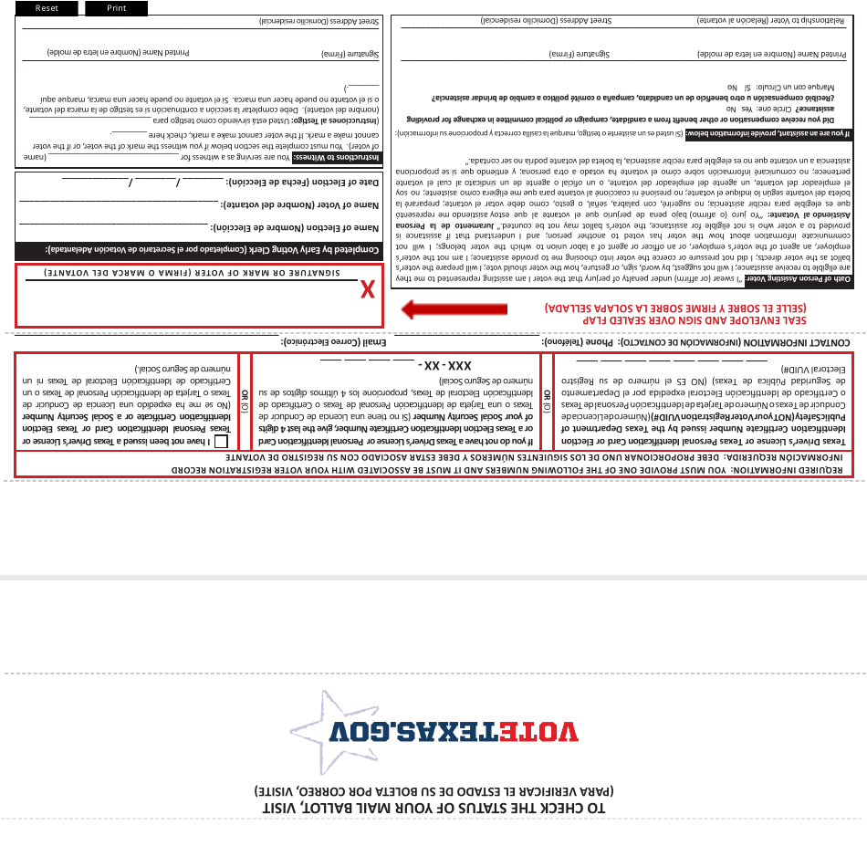Form 6-25 Carrier Envelope for Early Voting Ballot - Texas (English / Spanish), Page 3