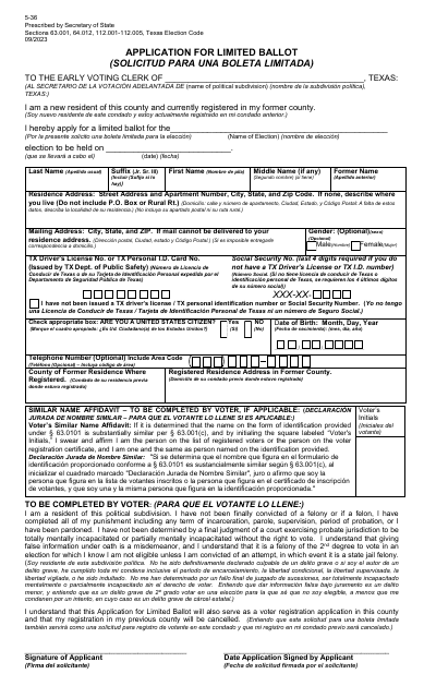 Form 5-36  Printable Pdf