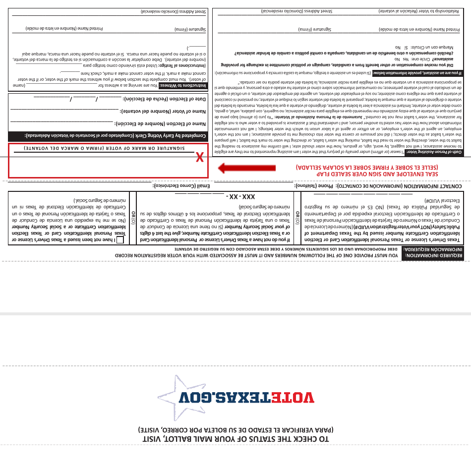 Form 6-46 Carrier Envelope for Early Voting Ballot - Texas (English / Spanish), Page 3
