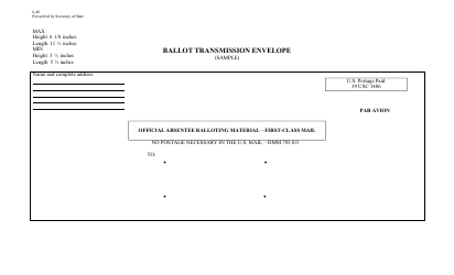 Document preview: Form 6-48 Ballot Transmission Envelope - Texas