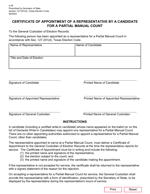 Form 4-30  Printable Pdf