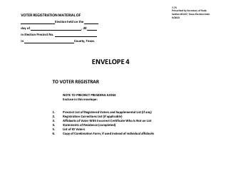 Document preview: Form 7-75 Envelope No. 4 - Texas