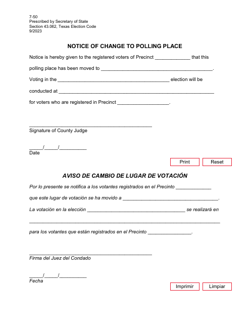 Form 7-50  Printable Pdf