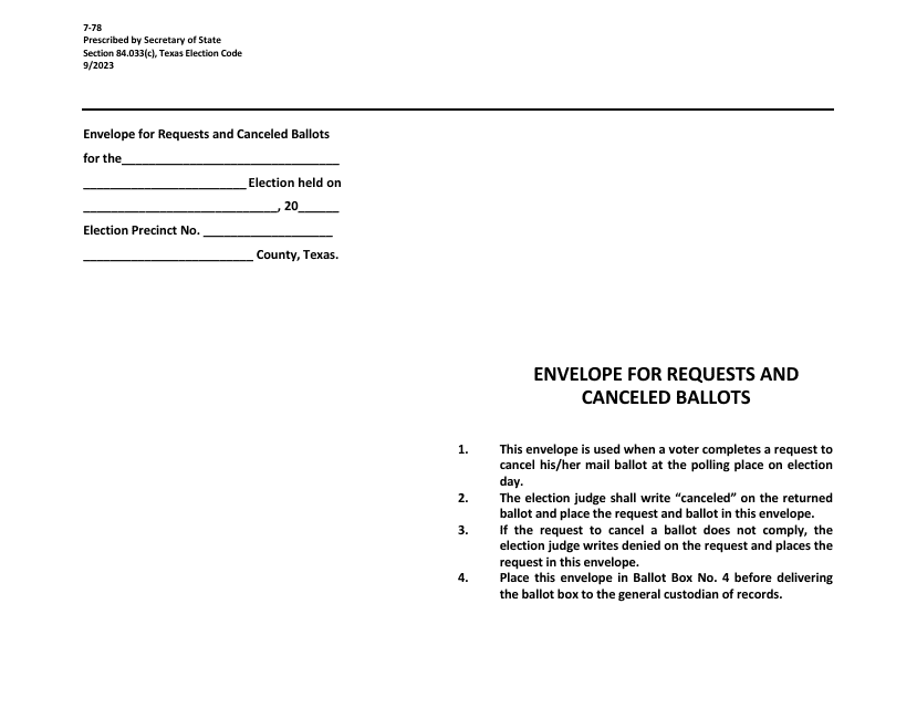 Form 7-78  Printable Pdf