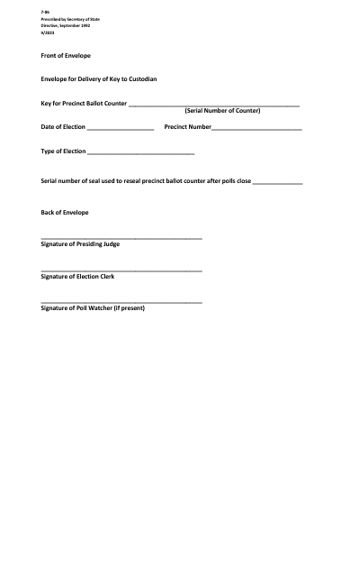 Form 7-86  Printable Pdf