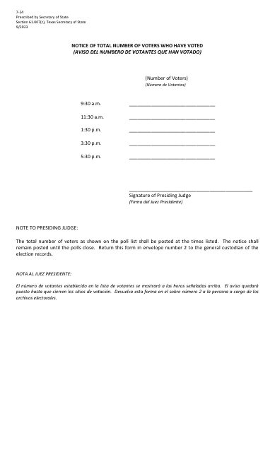 Form 7-24  Printable Pdf