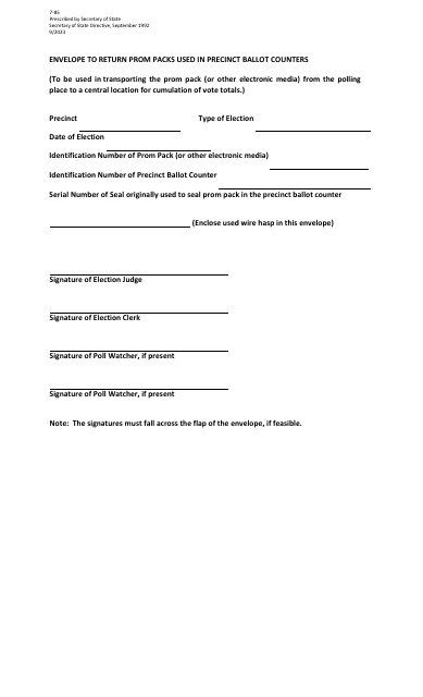 Form 7-85  Printable Pdf