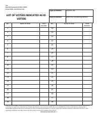 Document preview: Form 7-95 List of Voters Indicated as Id Voters - Texas