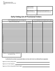 Document preview: Form 9-3 Early Voting List of Provisional Voters - Texas