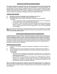 Form 13-1 Certification of Unopposed Candidates for Other Political Subdivisions (Not County) - Texas (English/Spanish), Page 2