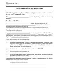 Document preview: Form 14-1 Petition Requesting a Recount - Texas
