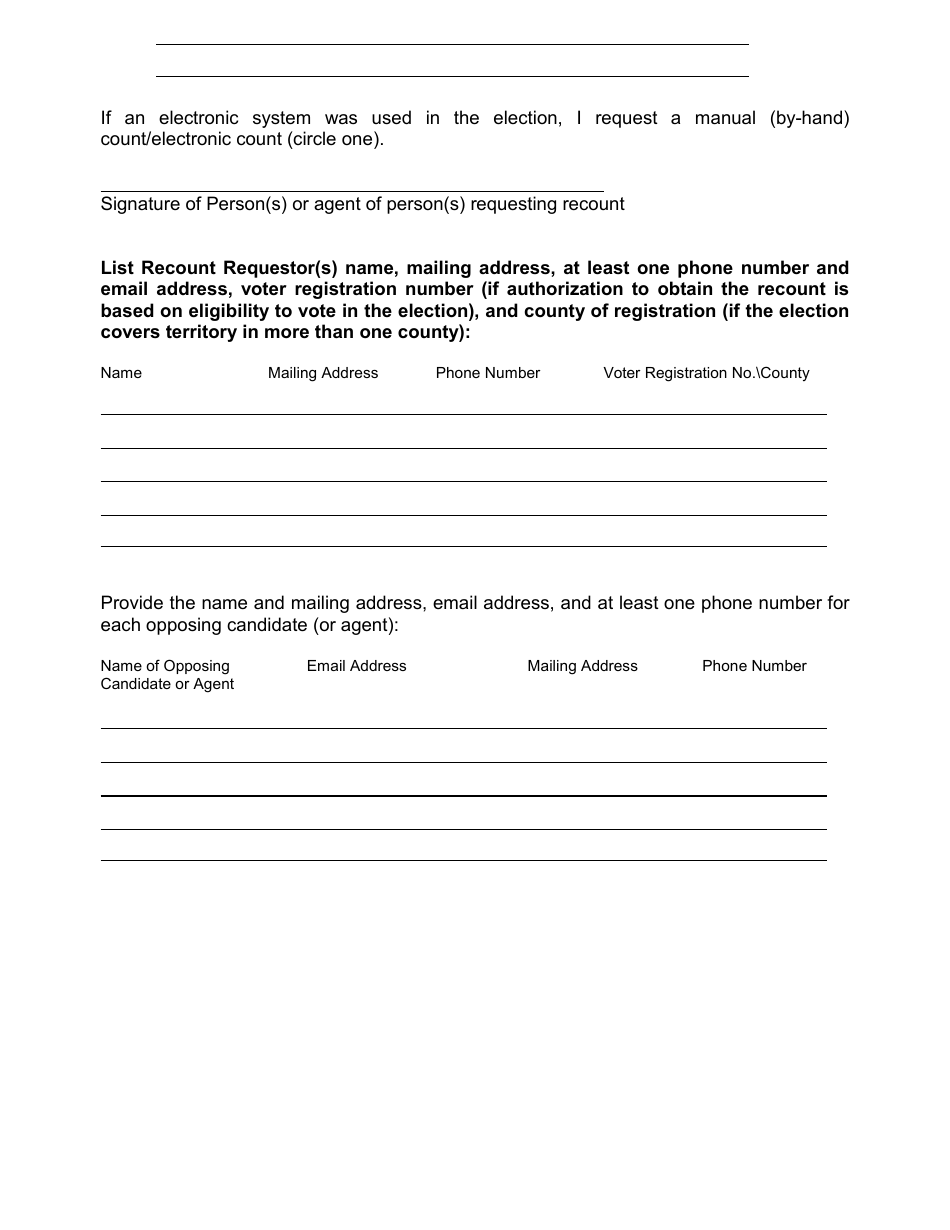 Form 14-1 Petition Requesting a Recount - Texas, Page 2